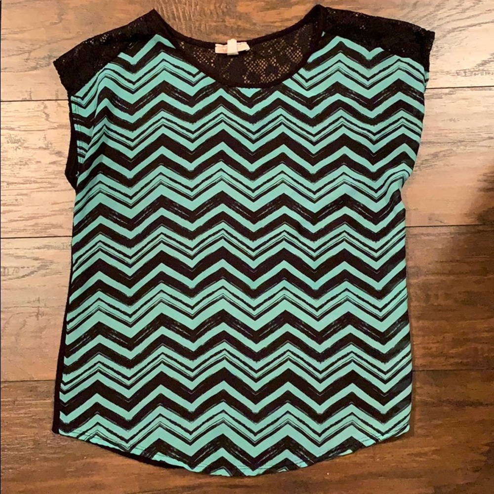 Black and aqua striped Claudia Richards blouse